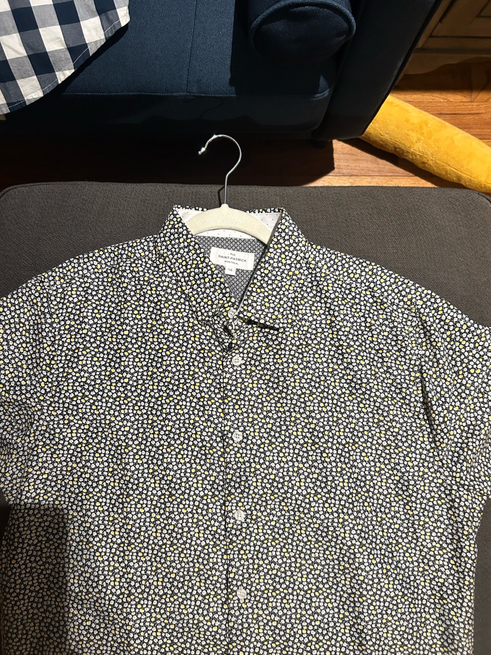 Saint Patrick  Navy Floral Short-Sleeve Button-Down Shirt